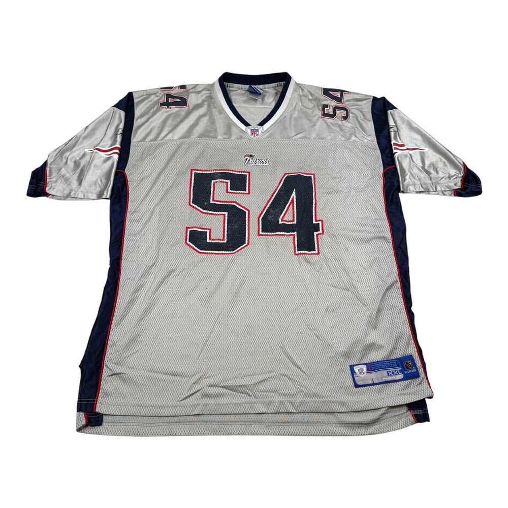 Vtg New England Patriots Jersey Mens 2XL Gray NFL Reebok Bruschi 54 On Field